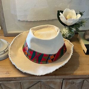 Trinidad Canvas Safari Explorer Hat With Colorful Tribal Band
